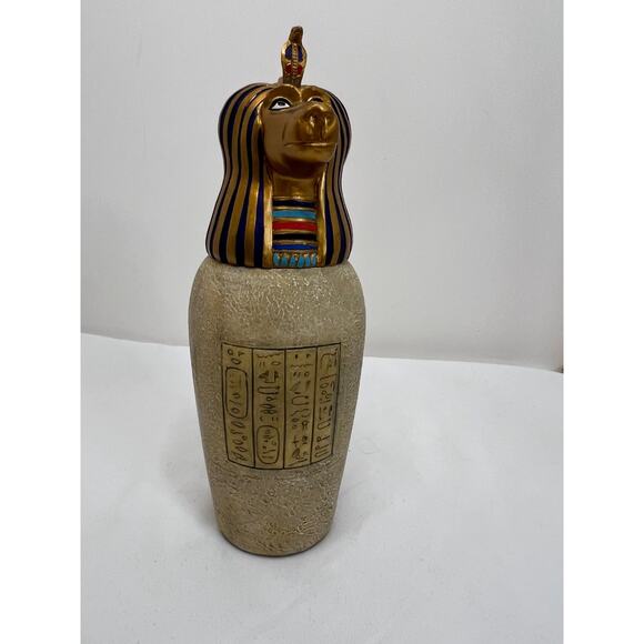 Egyptian God Anubis Figurine Sculpture Canopic Jar Collectible - Picture 1 of 7